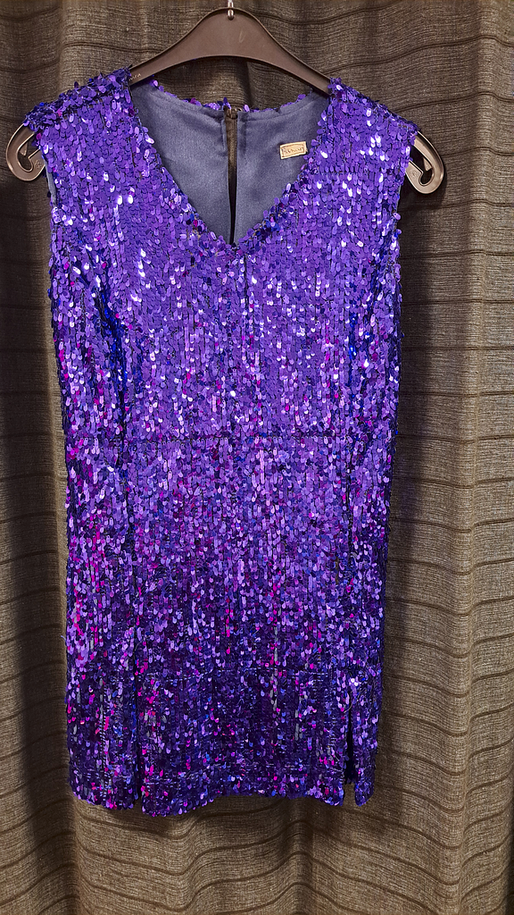 Korte paillet jurk paars
