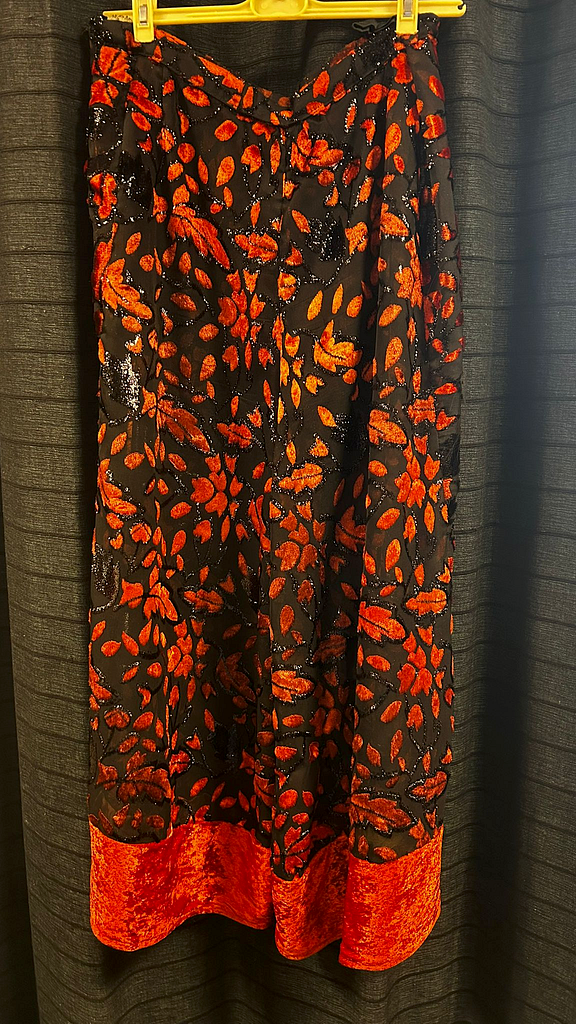 Wijde broek oranje bloem 