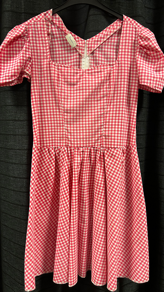 Geblokte jurk met korte mouw