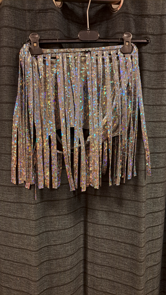 Glimmende zilver top met rokje