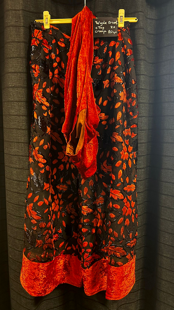 Wijde broek oranje bloem 