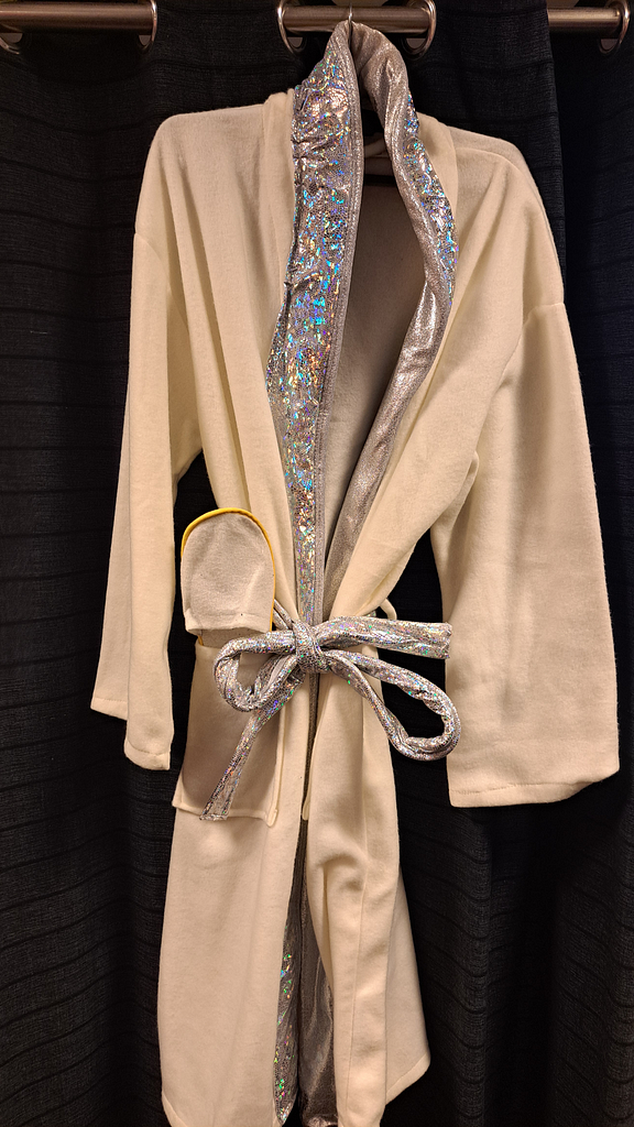 Badjas met glitter kraag en pantoffels 