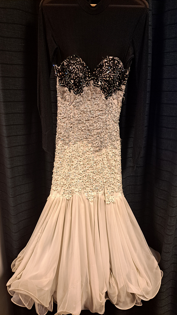 Ballroom jurk zwart wit doorzichtig