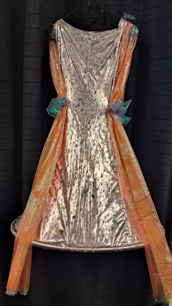 Zilver jurk met oranje sjerp