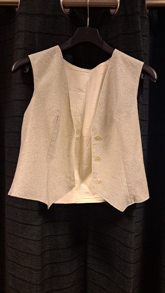 Gilet licht grijze glitter stof