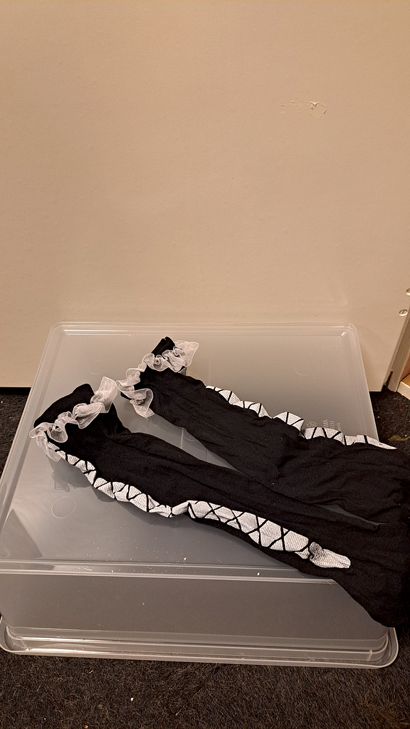 Pantykous zwart met wit kant