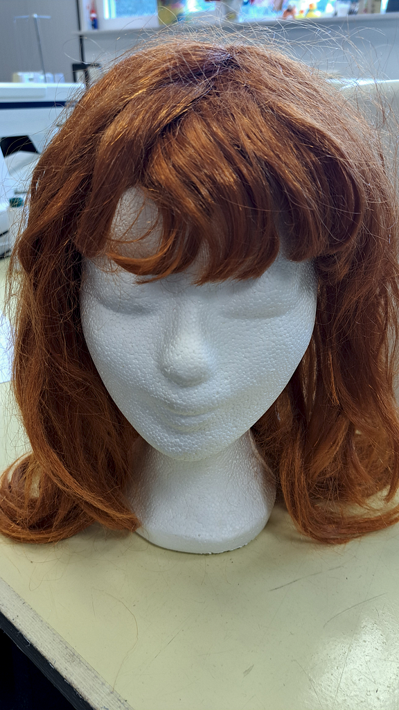 Pruik rood bruin lang haar