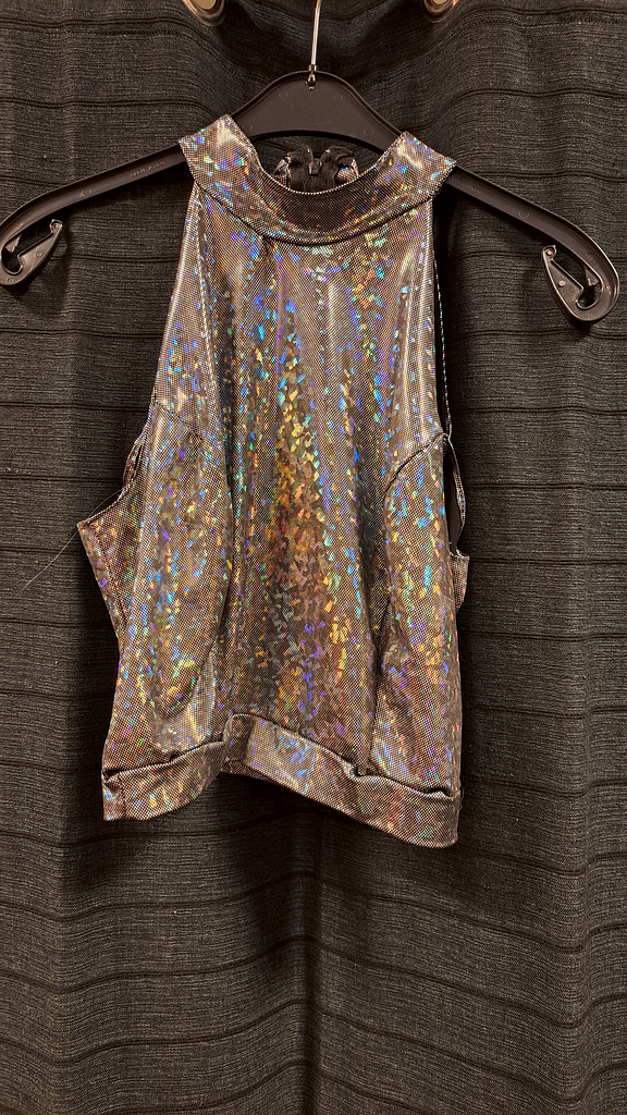 Glimmende zilver top met rokje