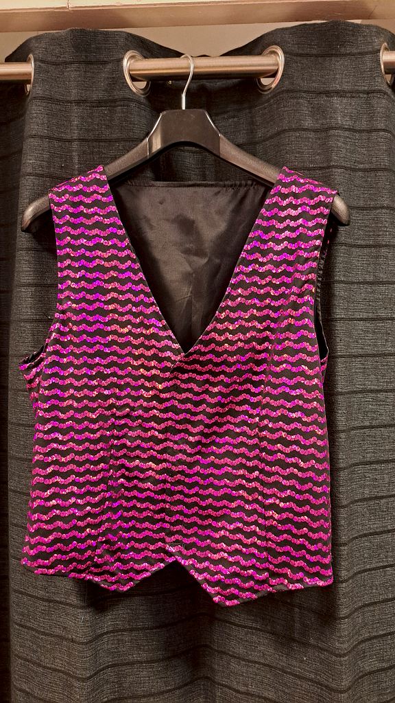 Roze zwart glitter gilet