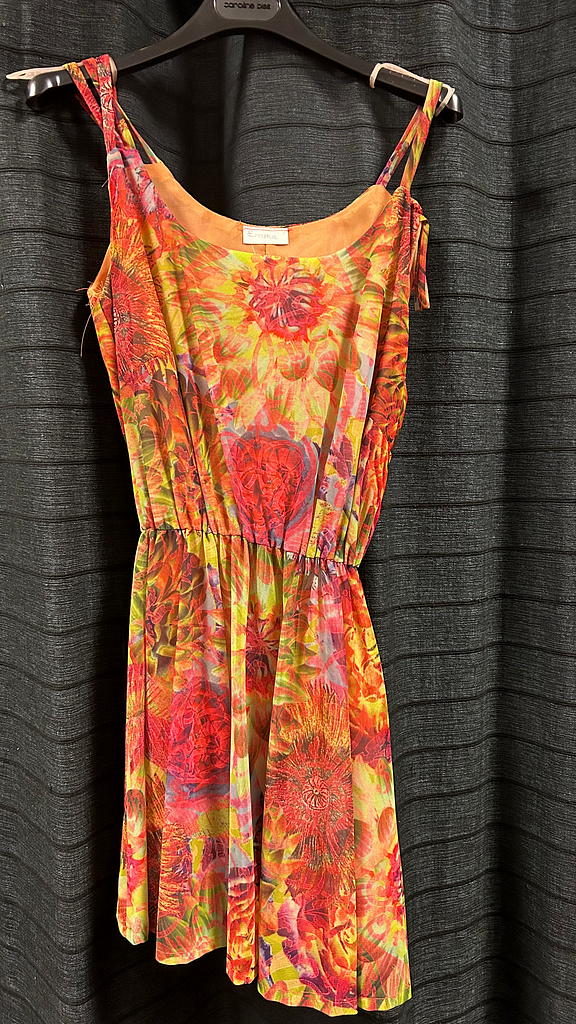 Oranje Jurk met print, mouwloos 