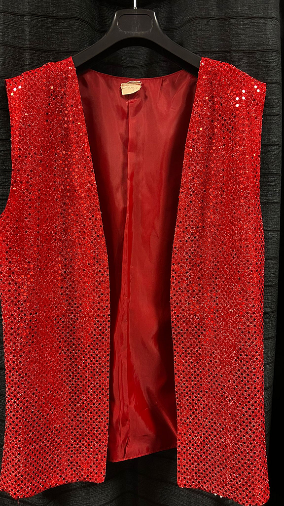 Rood gilet pailletten 