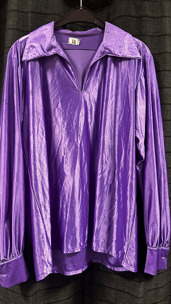 Paarse glimmende blouse 