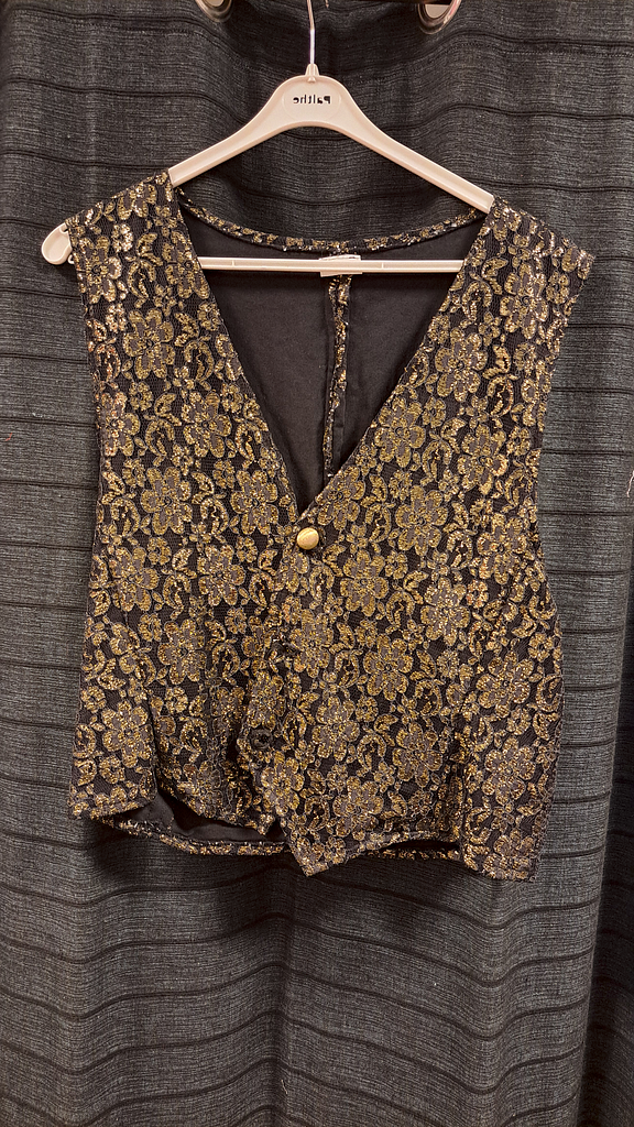 Goud zwart gebloemd gilet
