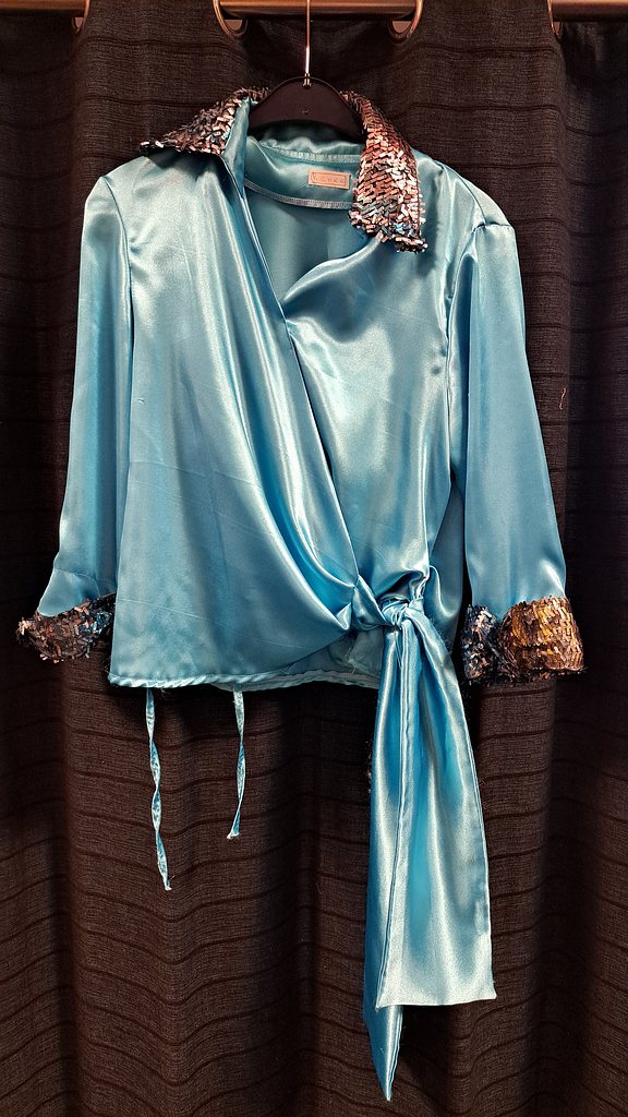 Kobalt blauwe blouse gouden pailletten 