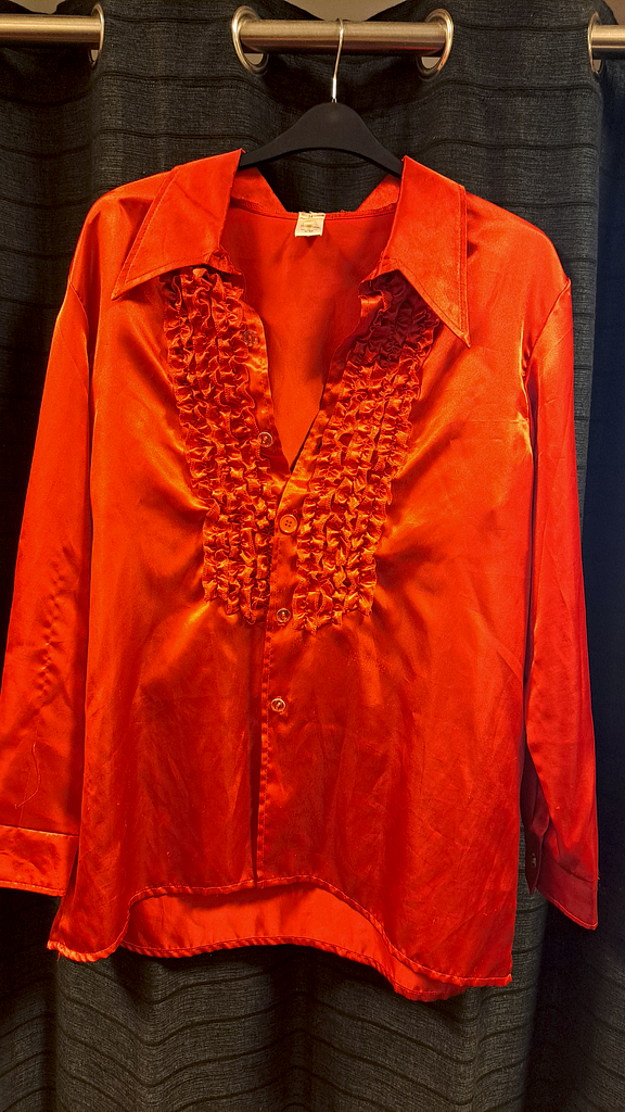 Rode glimmende disco blouse 