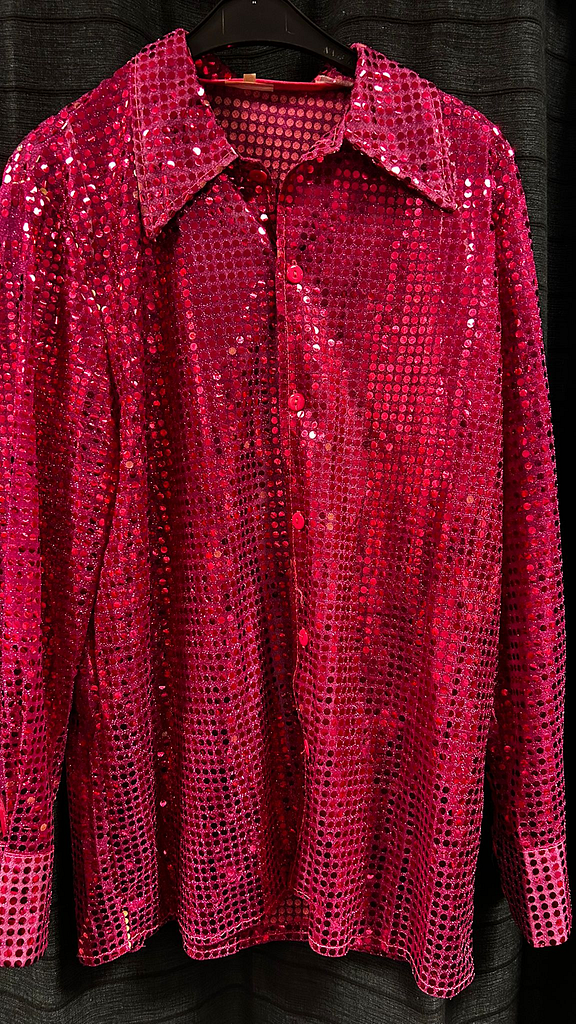 Roze pailletten heren blouse 