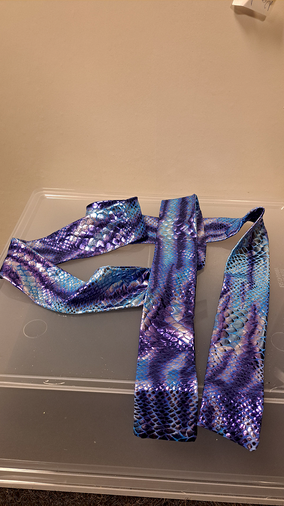 Taille lint paars en blauw glitter