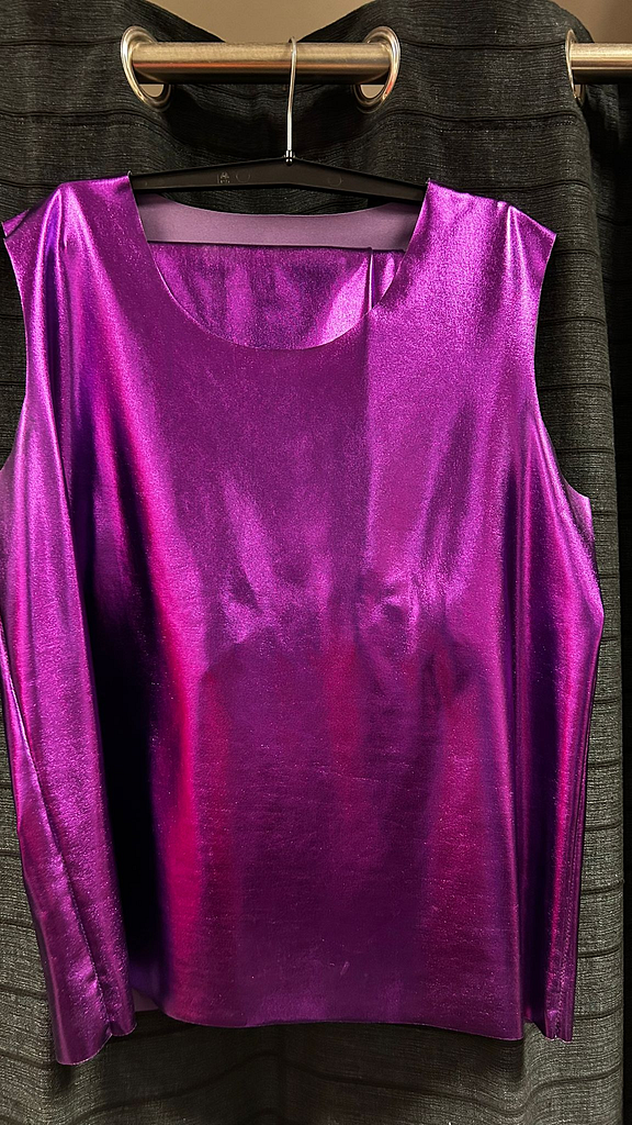 Dames colbert streep motief paars oranje