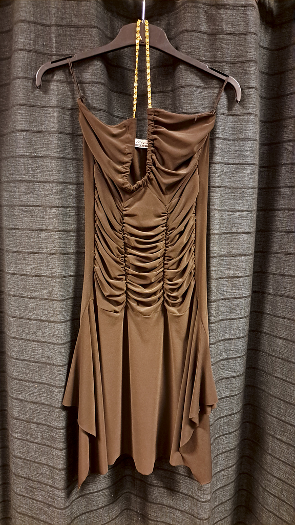 Plooi jurk bruine stof