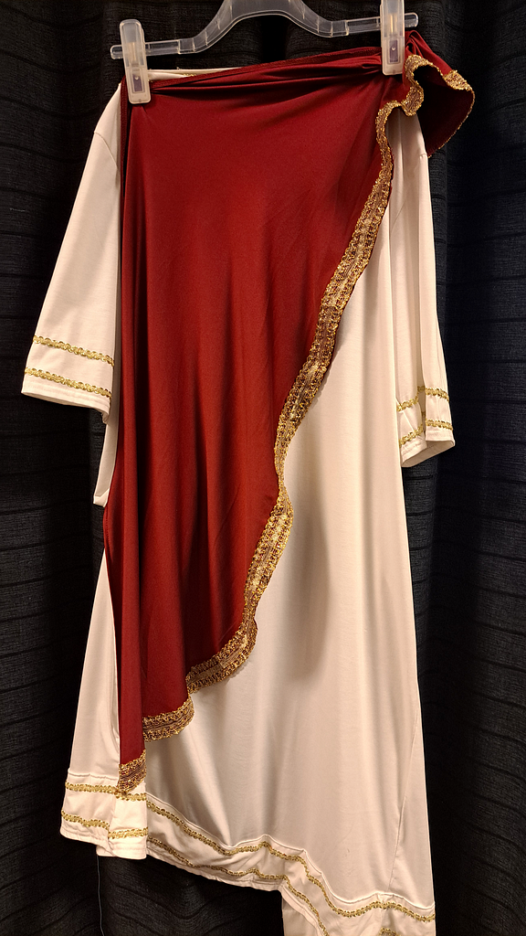 Griekse outfit wit met rood goud