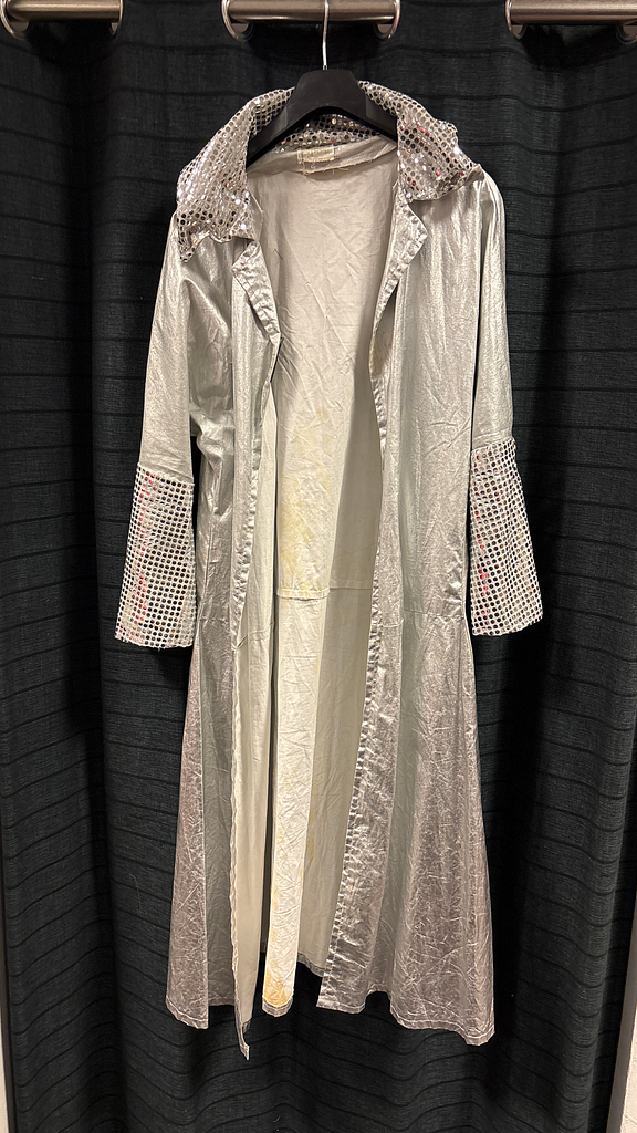 Lange jas met pailletten mouwen 
