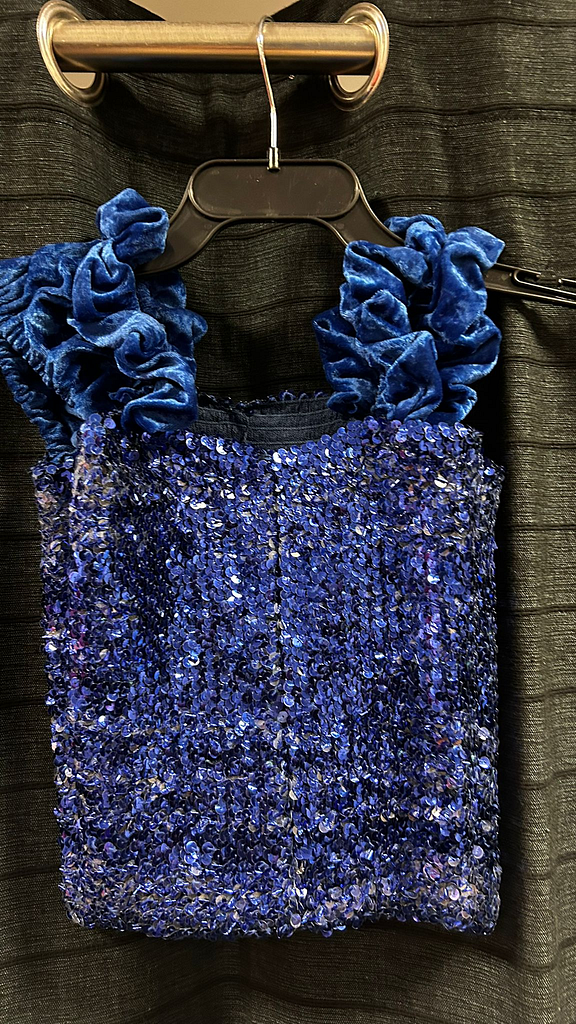 Blauwe pailletten top
