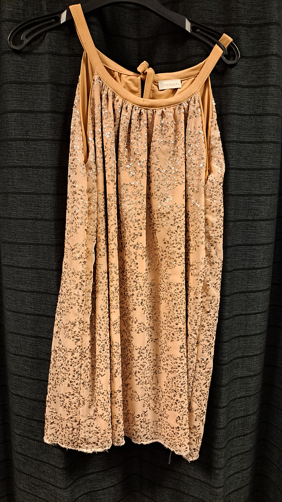 Mouwloze korte glitter jurk 