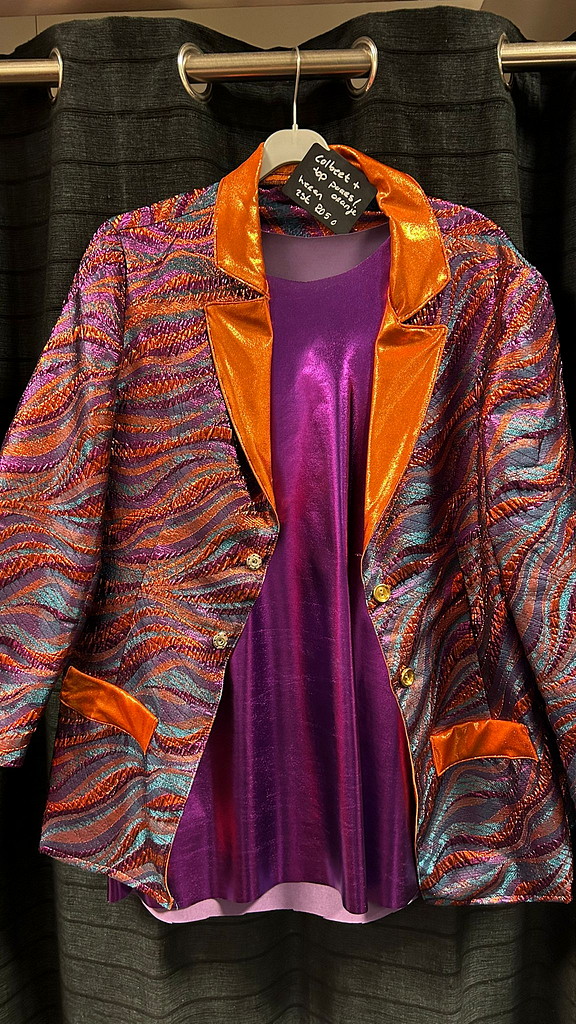 Heren Colbert oranje paars met broek