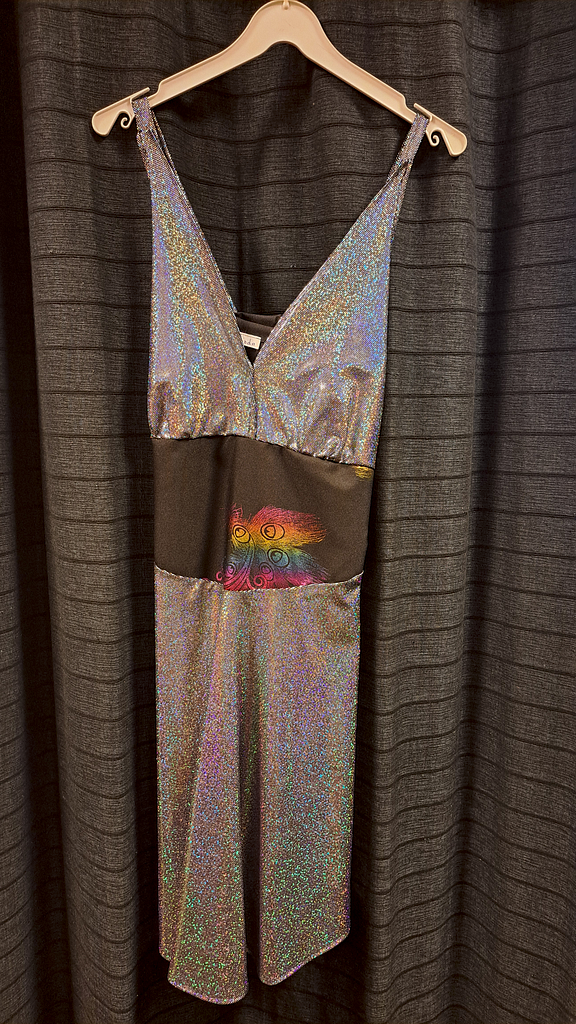 Zilver glitter jurk zwarte band