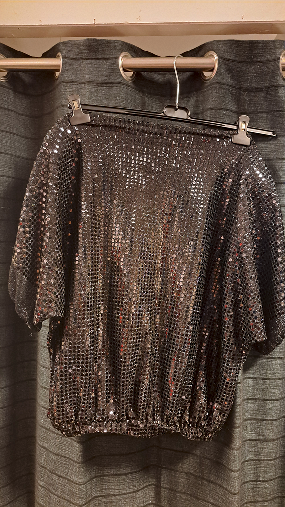Zwarte glitter blouse lange mouw 