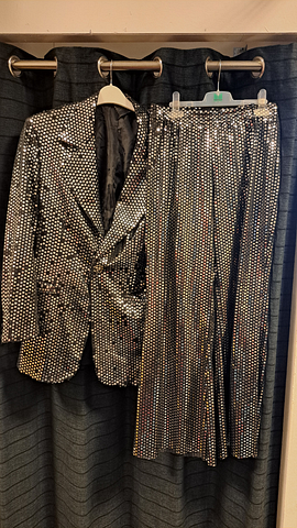 Kostuum zilver zwart glitter