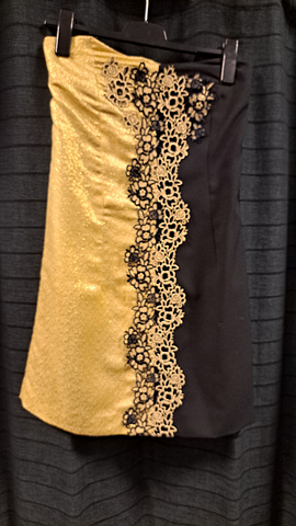 Jurk goud en Zwart bloemenprint