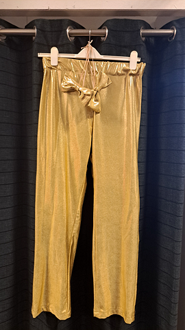 Broek goudkleur met vlinder-strik