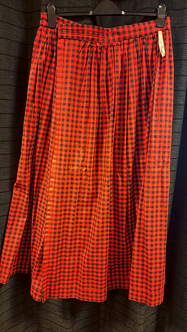 Lange rok rood zwart geblokt