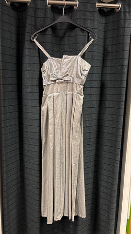 Zilveren jurkje met strik