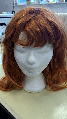 Pruik rood bruin lang haar