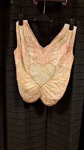 Top wit rose pailletten 