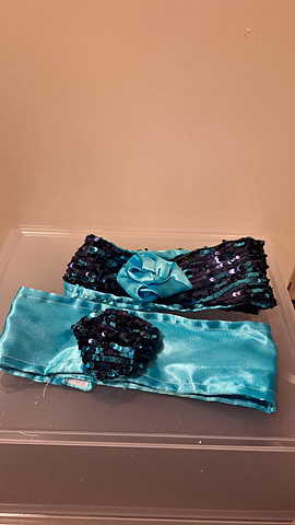 Haarband blauw zwart met bloem