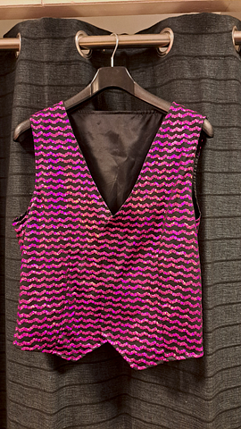 Roze zwart glitter gilet