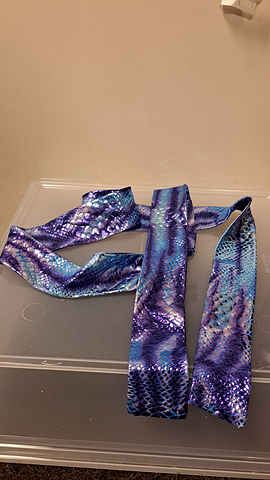 Taille lint paars en blauw glitter