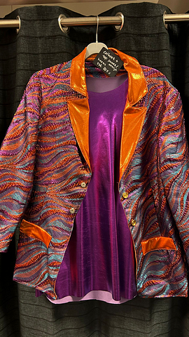 Heren Colbert oranje paars met broek