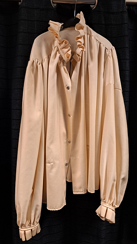 Beige blouse hoge kraag 