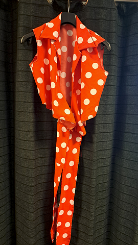 Gilet rood witte stippen