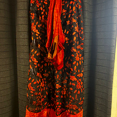 Wijde broek oranje bloem 