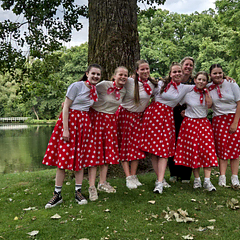 Rode rok petticoat witte stip