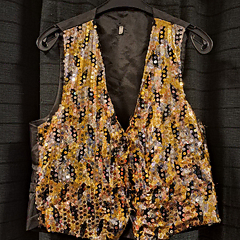 Gilet met goud en zwarte bloemen 