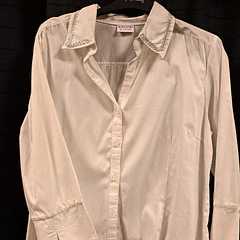 Witte blouse met zilver kraag 