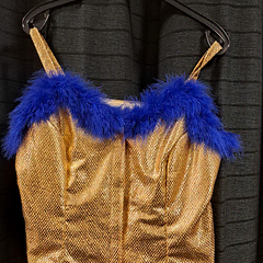 Top goud met blauw afgezet